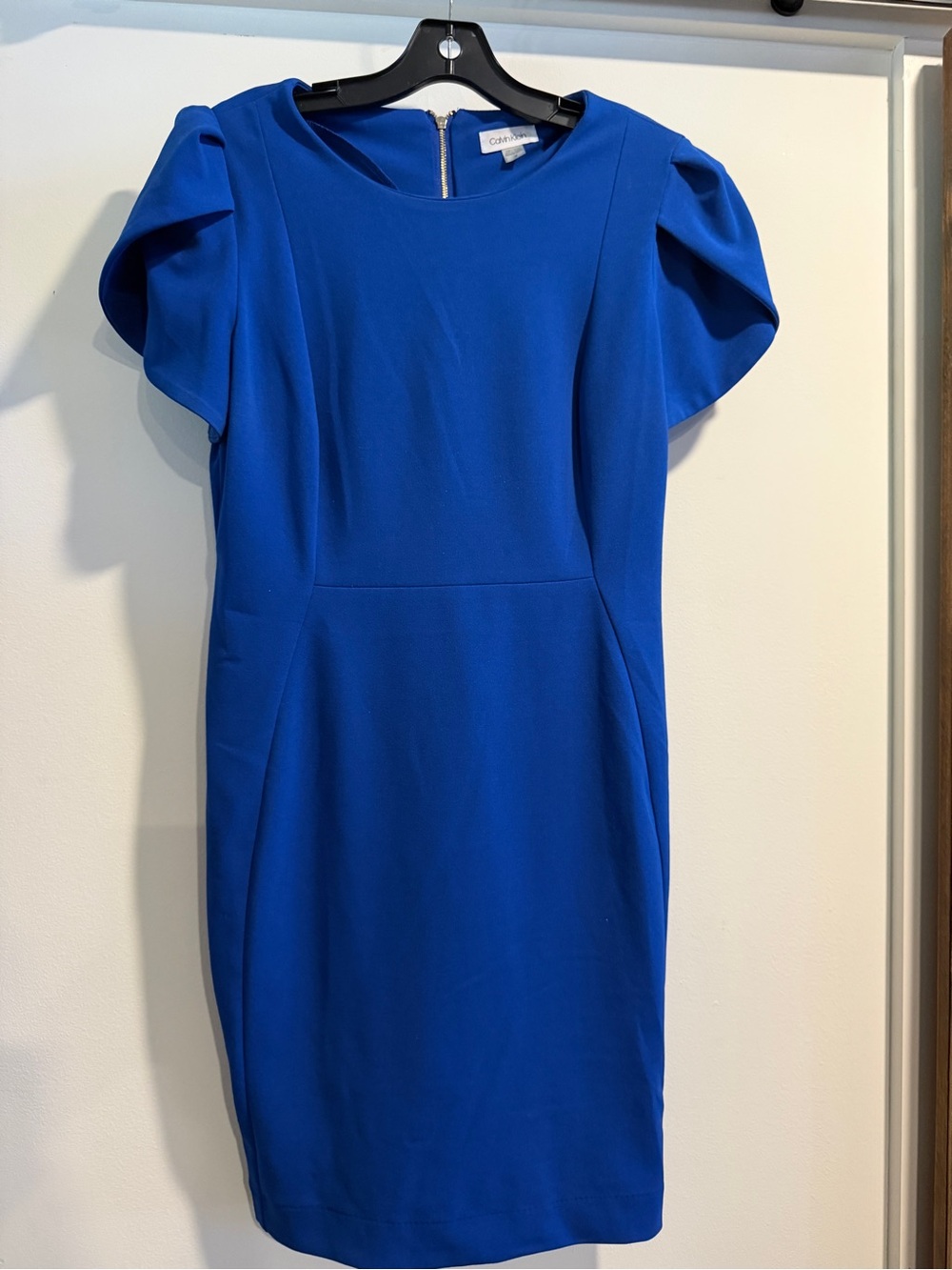 Calvin Klein Cobalt Blue Puff-Sleeve Sheath Dress